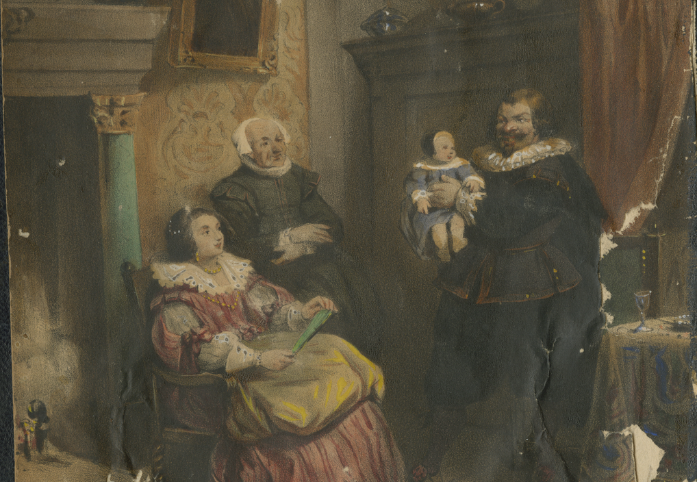  Portait of two men, a baby, and a seated woman